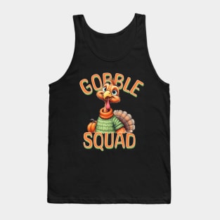 Thanksgiving Gobble Squad Cute Turkey Cartoon quote design Tank Top